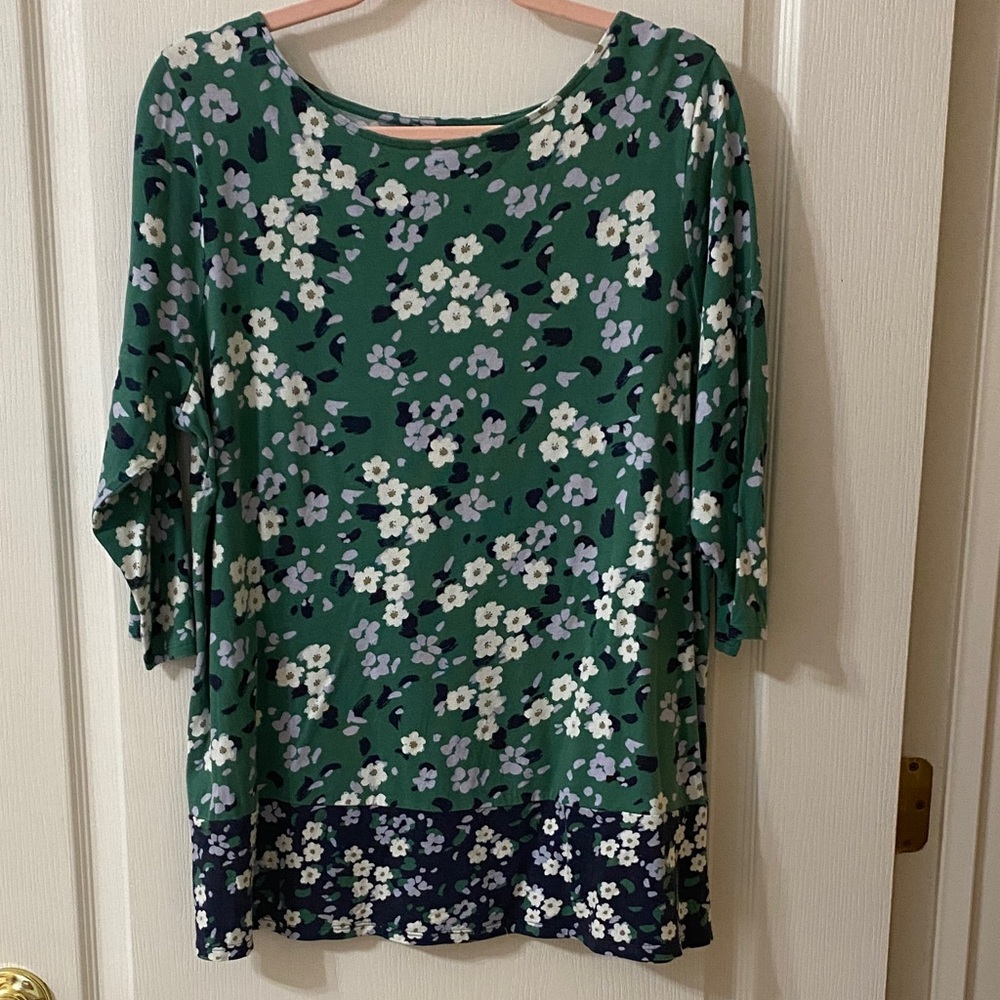 J. Jill Green Floral Blouse